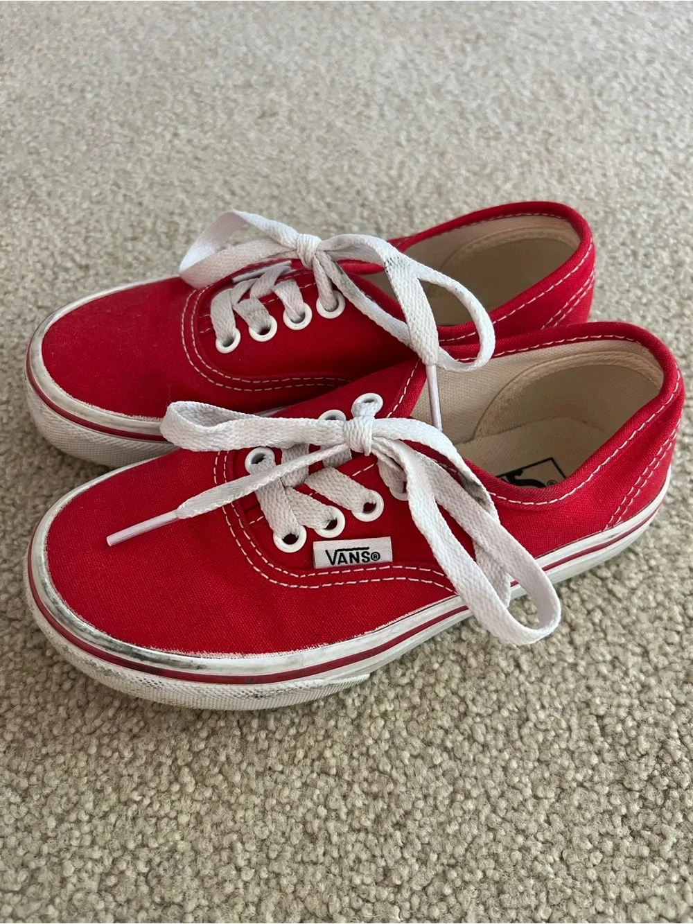 Vans Kids Authentic Canvas Sneaker in Red Size 12